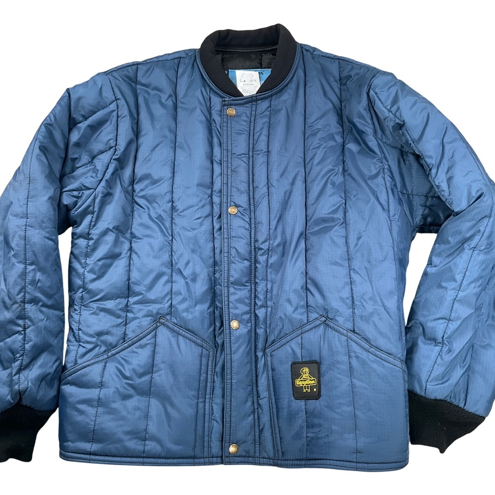 RefrigiWearJacket Men Large Blue Quilted Snap Workwear Chore Winter Coat